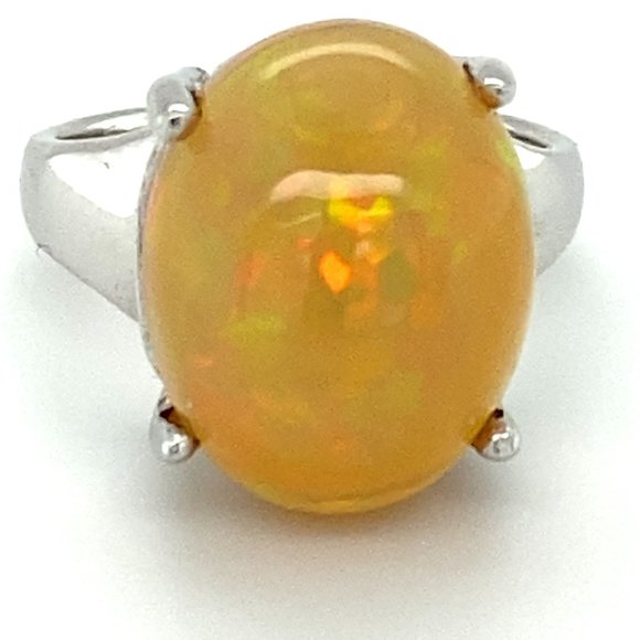 Opal 9.90ct Platinum Finish Solid Silver Ring